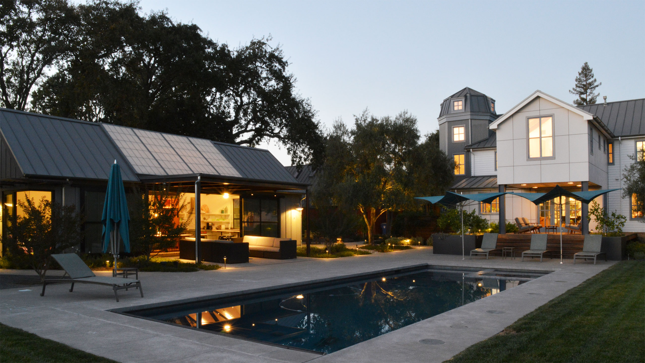 Napa-Farmhouse-house-with-tower-party-barn-and-pool